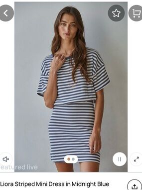 NWT! Worth Collective Liora dress Striped Mini Dress in Midnight Blue